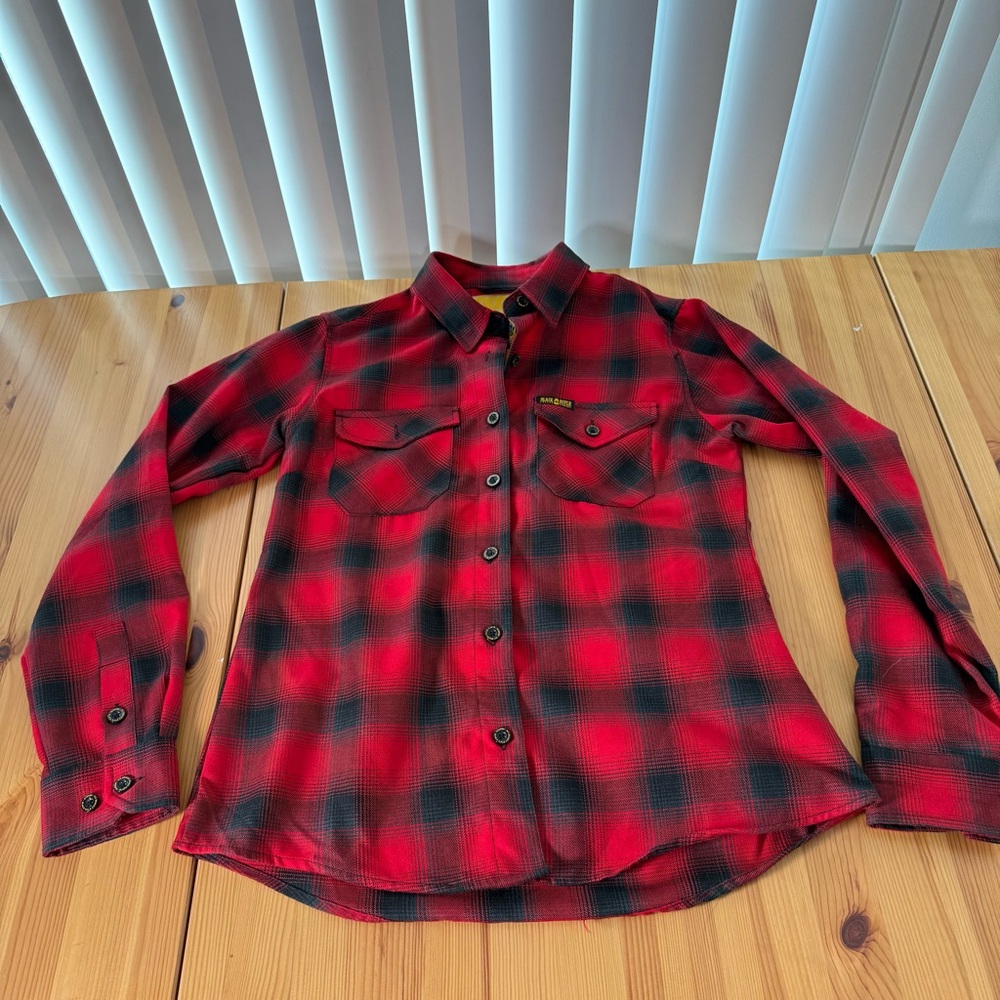 DIXXON Womens Red Black Plaid Button Up Shirt Black Rifle Coffee Company BRCC M - Picture 3 of 9